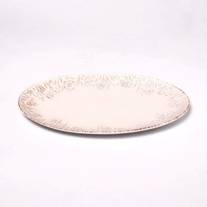 Threshold Stoneware Floral Serving Platter Cream